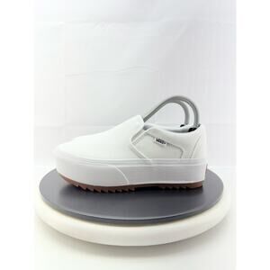Vans Asher Platform ST Womens Size 7 Triple White Skateboard Slip On Shoes NEW